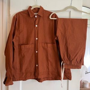 IJJI CANVAS WORK JACKET and WORK PANT SET Size M Terra Cotta RARE!